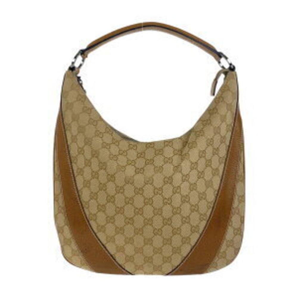 Gucci brown GG leather Beige Hobo Shoulder canvas Bag Tan